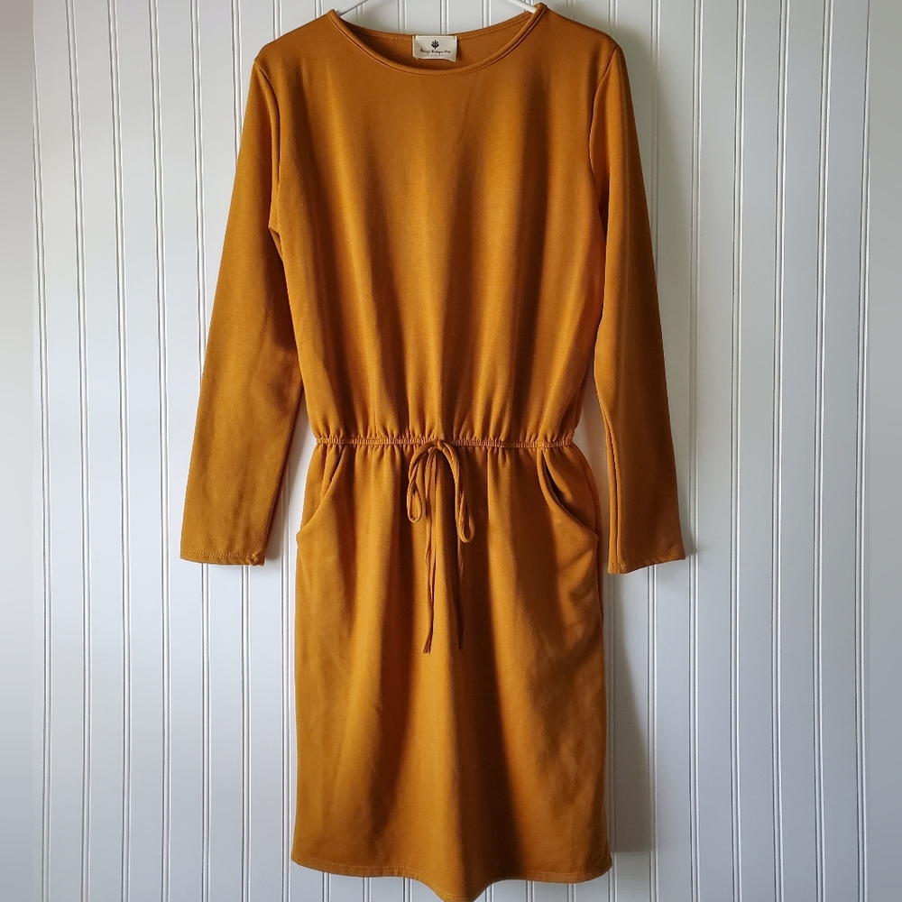 Betsey's Boutique Shop Yellow Dress Women's PTP 20" Length 41"